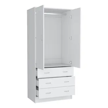 71" White Two Door Three Drawer Combo Dresser