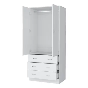 71" White Two Door Three Drawer Combo Dresser