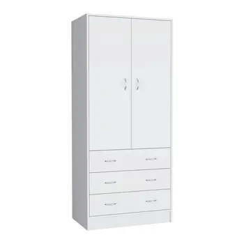 71" White Two Door Three Drawer Combo Dresser
