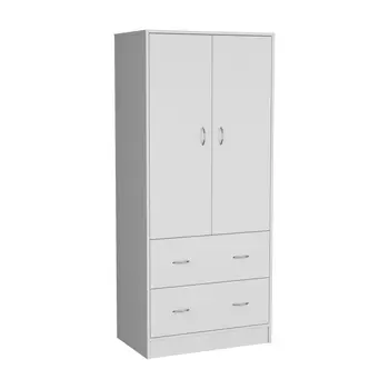 71" White Two Door Two Drawer Combo Dresser