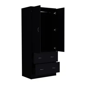 71" Black Two Door Two Drawer Combo Dresser