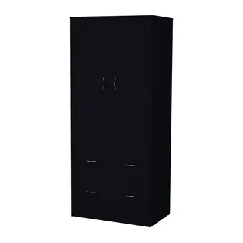 71" Black Two Door Two Drawer Combo Dresser