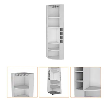 71" White Wood Corner Bar Cabinet