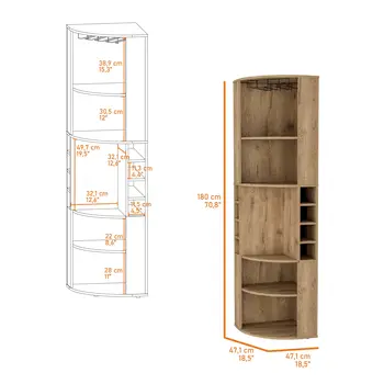 71" Natural Wood Corner Bar Cabinet