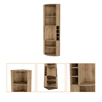 71" Natural Wood Corner Bar Cabinet