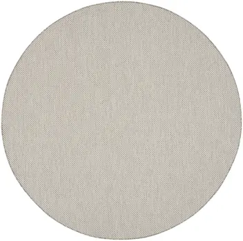 10' Ivory And Gray Round Geometric Indoor Outdoor Area Rug