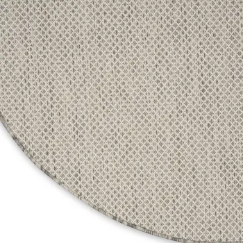 10' Ivory And Gray Round Geometric Indoor Outdoor Area Rug