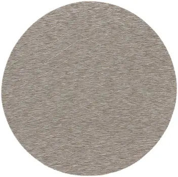 8' Gray And Light Gray Round Geometric Indoor Outdoor Area Rug