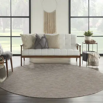 8' Gray And Light Gray Round Geometric Indoor Outdoor Area Rug