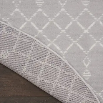 8' Gray and Ivory Geometric Round Rug