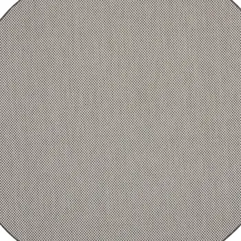 8' Ivory And Charcoal Round Geometric Indoor Outdoor Area Rug