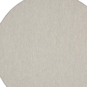 8' Ivory And Silver Round Geometric Indoor Outdoor Area Rug