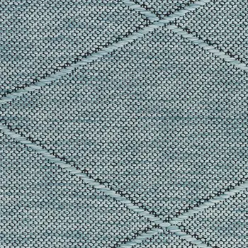 8' Aqua And Ivory Round Geometric Indoor Outdoor Area Rug