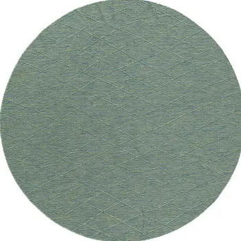 8' Blue And Green Round Geometric Indoor Outdoor Area Rug