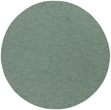 8' Blue And Green Round Geometric Indoor Outdoor Area Rug