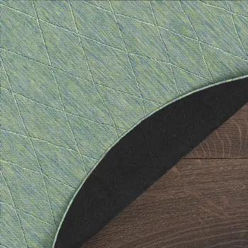 8' Blue And Green Round Geometric Indoor Outdoor Area Rug