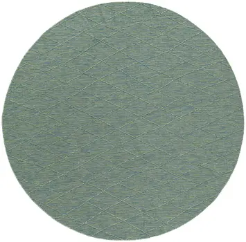8' Blue And Green Round Geometric Indoor Outdoor Area Rug