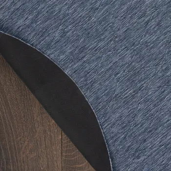 8' Navy Blue And Ivory Round Geometric Indoor Outdoor Area Rug