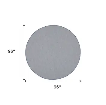 8' Ivory And Blue Round Geometric Indoor Outdoor Area Rug