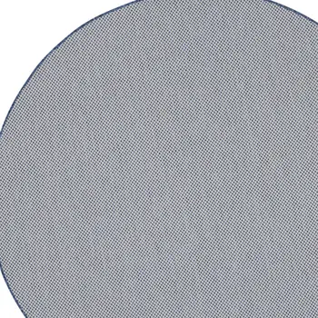 8' Ivory And Blue Round Geometric Indoor Outdoor Area Rug
