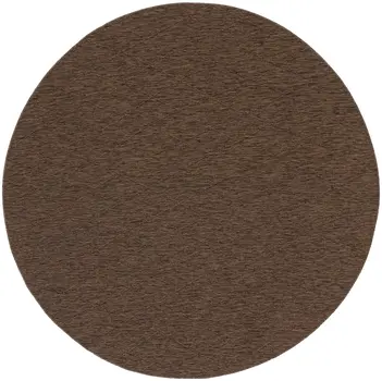 8' Dark Brown And Brown Round Geometric Indoor Outdoor Area Rug