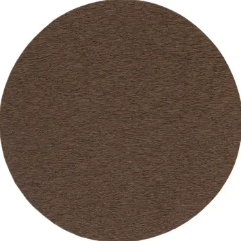 8' Dark Brown And Brown Round Geometric Indoor Outdoor Area Rug