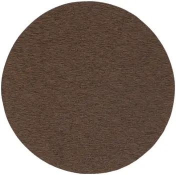 8' Dark Brown And Brown Round Geometric Indoor Outdoor Area Rug