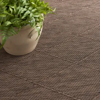 8' Dark Brown And Brown Round Geometric Indoor Outdoor Area Rug