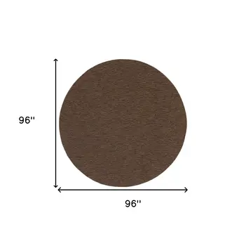 8' Dark Brown And Brown Round Geometric Indoor Outdoor Area Rug