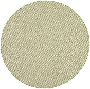 8' Ivory And Green Round Geometric Indoor Outdoor Area Rug