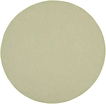 8' Ivory And Green Round Geometric Indoor Outdoor Area Rug