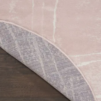 8' Pink and Ivory Abstract Round Rug