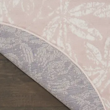 8' Pink and Ivory Floral Distressed Round Rug