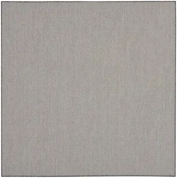 6' Ivory And Charcoal Square Geometric Indoor Outdoor Area Rug