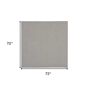 6' Ivory And Charcoal Square Geometric Indoor Outdoor Area Rug