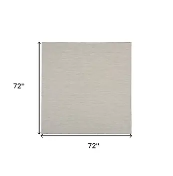 6' Ivory And Silver Square Geometric Indoor Outdoor Area Rug