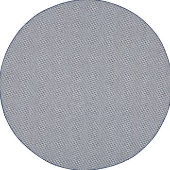 6' Ivory And Blue Round Geometric Indoor Outdoor Area Rug