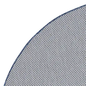6' Ivory And Blue Round Geometric Indoor Outdoor Area Rug