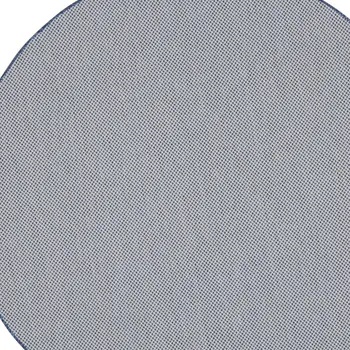6' Ivory And Blue Round Geometric Indoor Outdoor Area Rug