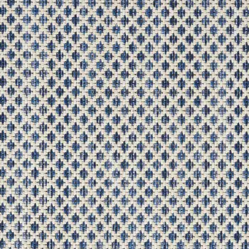 6' Ivory And Blue Square Geometric Indoor Outdoor Area Rug
