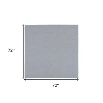 6' Ivory And Blue Square Geometric Indoor Outdoor Area Rug