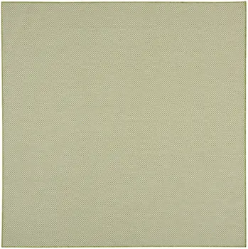 6' Ivory And Green Square Geometric Indoor Outdoor Area Rug