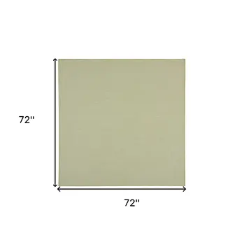6' Ivory And Green Square Geometric Indoor Outdoor Area Rug