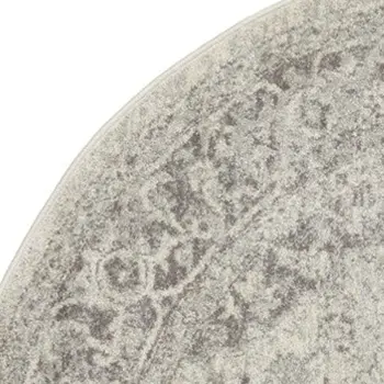 5' Ivory And Gray Floral Medallion Distressed Round Rug