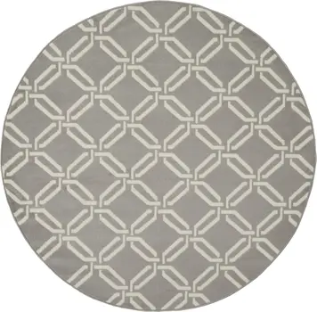 5' Gray and Beige Trellis Round Rug