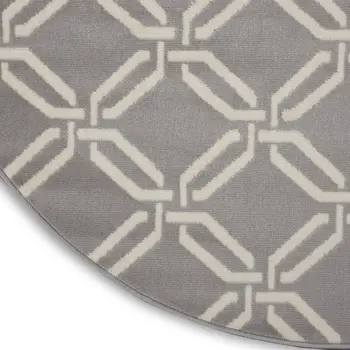 5' Gray and Beige Trellis Round Rug
