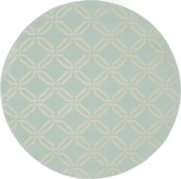 5' Beige and Green Trellis Round Rug