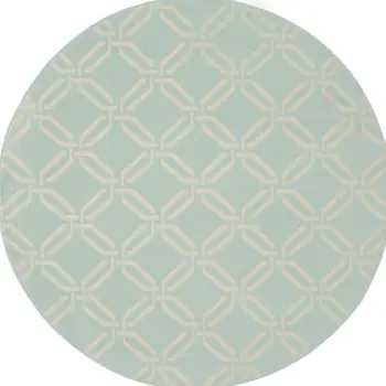 5' Beige and Green Trellis Round Rug