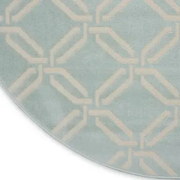 5' Beige and Green Trellis Round Rug