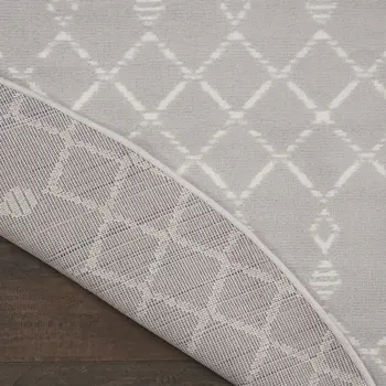 5' Gray and Ivory Geometric Round Rug